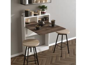 Table de repas pliable en bois "Bracked" - 70 x 15 x 96 cm - Beige 2