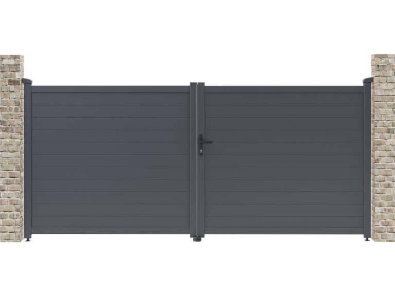 Portail aluminium "Marc" - 349.5 x 155.9 cm - Gris
