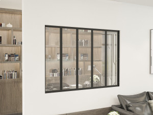 Verrière atelier en aluminium "Panorama" - 150 x 105 cm - Noir 2