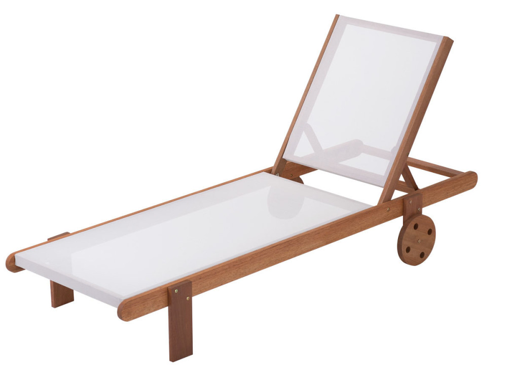 Lot de 2 bains de soleil en bois exotique "Saïgon" - Maple - Ecru