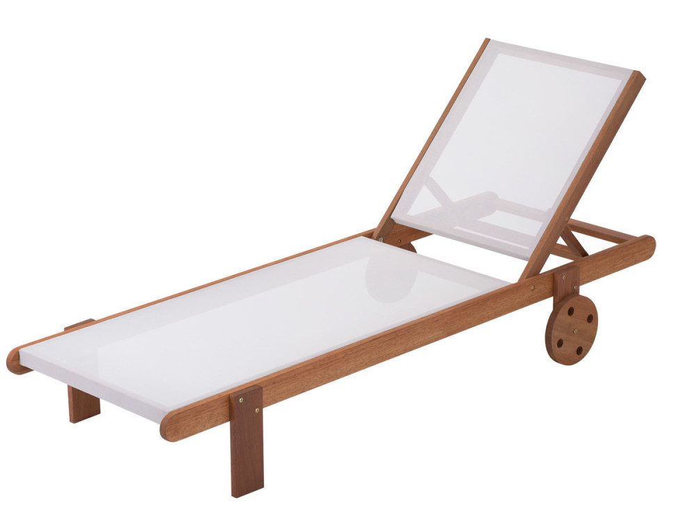 Lot de 2 bains de soleil en bois exotique "Saïgon" - Maple - Ecru
