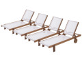 Bain de soleil en bois exotique "Saïgon" - Maple - Ecru - Lot de 4 - Ecru