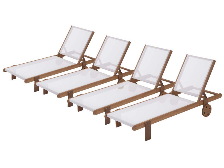 Bain de soleil en bois exotique "Saïgon" - Maple - Ecru - Lot de 4