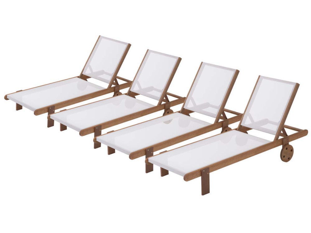 Bain de soleil en bois exotique "Saïgon" - Maple - Ecru - Lot de 4