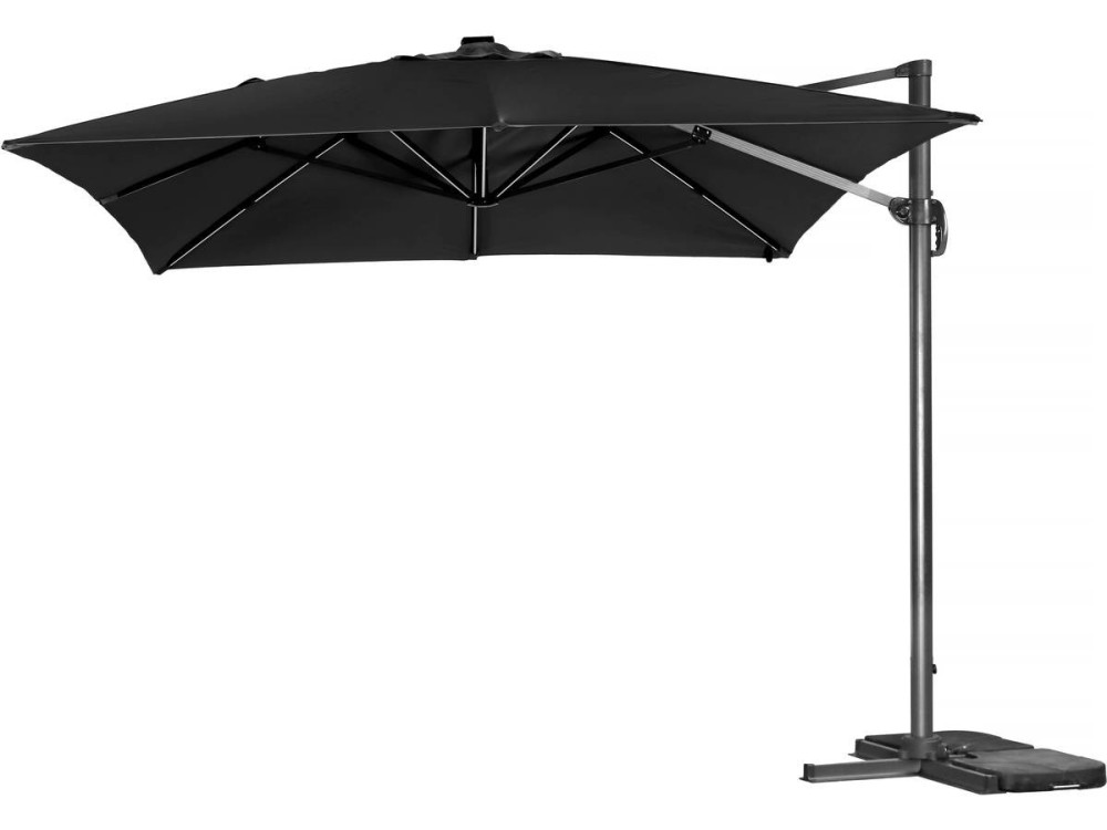 Parasol jardin déporté led alu "Sun 3 Luxe" 3 x 3 m - Noir