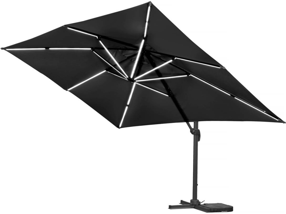 Parasol jardin déporté led alu "Sun 3 Luxe" 3 x 3 m - Noir