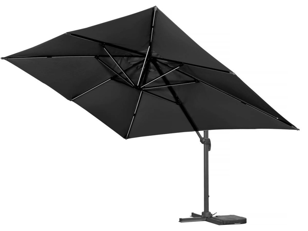 Parasol jardin déporté led alu "Sun 3 Luxe" 3 x 3 m - Noir