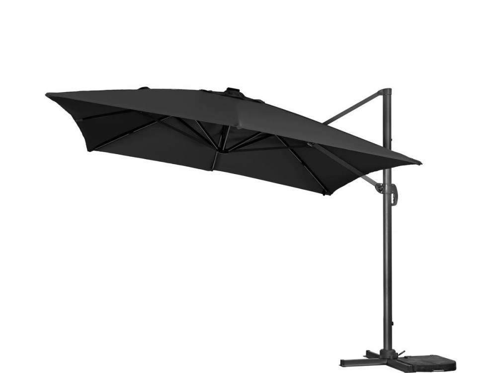 Parasol jardin déporté led alu "Sun 3 Luxe" 3 x 3 m - Noir
