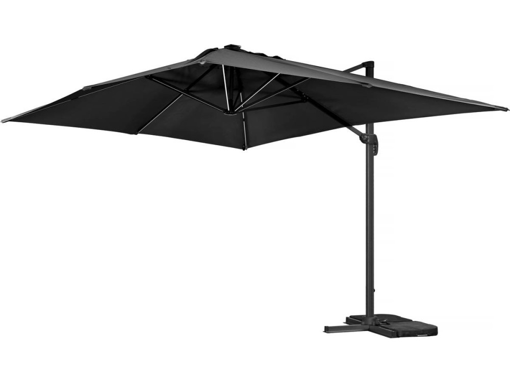 Parasol jardin déporté led alu "Sun 3 Luxe" 3 x 3 m - Noir