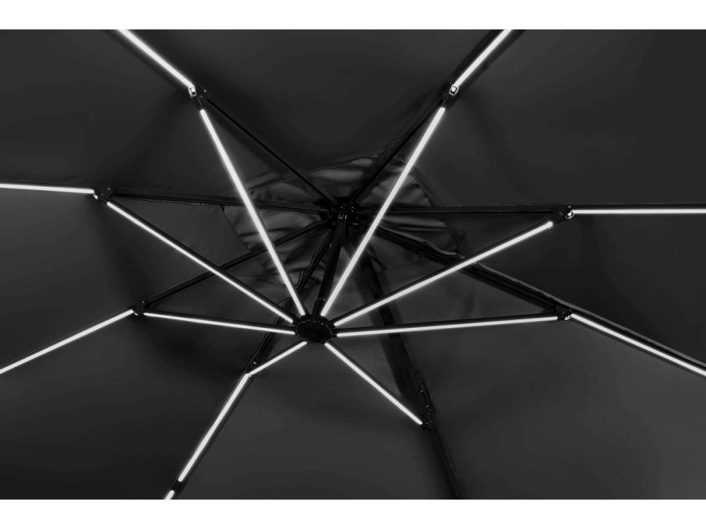 Parasol jardin déporté led alu "Sun 3 Luxe" 3 x 3 m - Noir