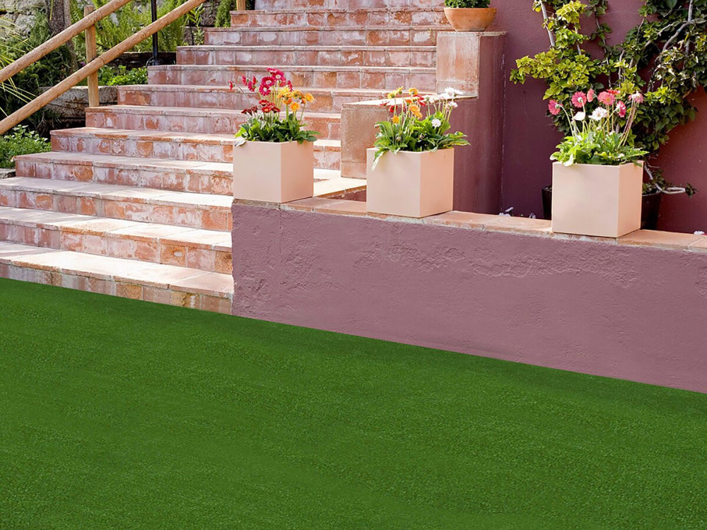 Gazon synthétique - " Green Lubeck 7  " -  1 x 5  m - 7 mm - Vert