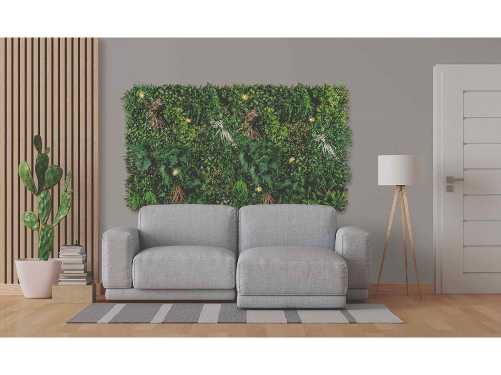 Panneau végétal - " Vertical Sauvage Led " - Lot de 4 - 1.00 x 1.00 m - Vert