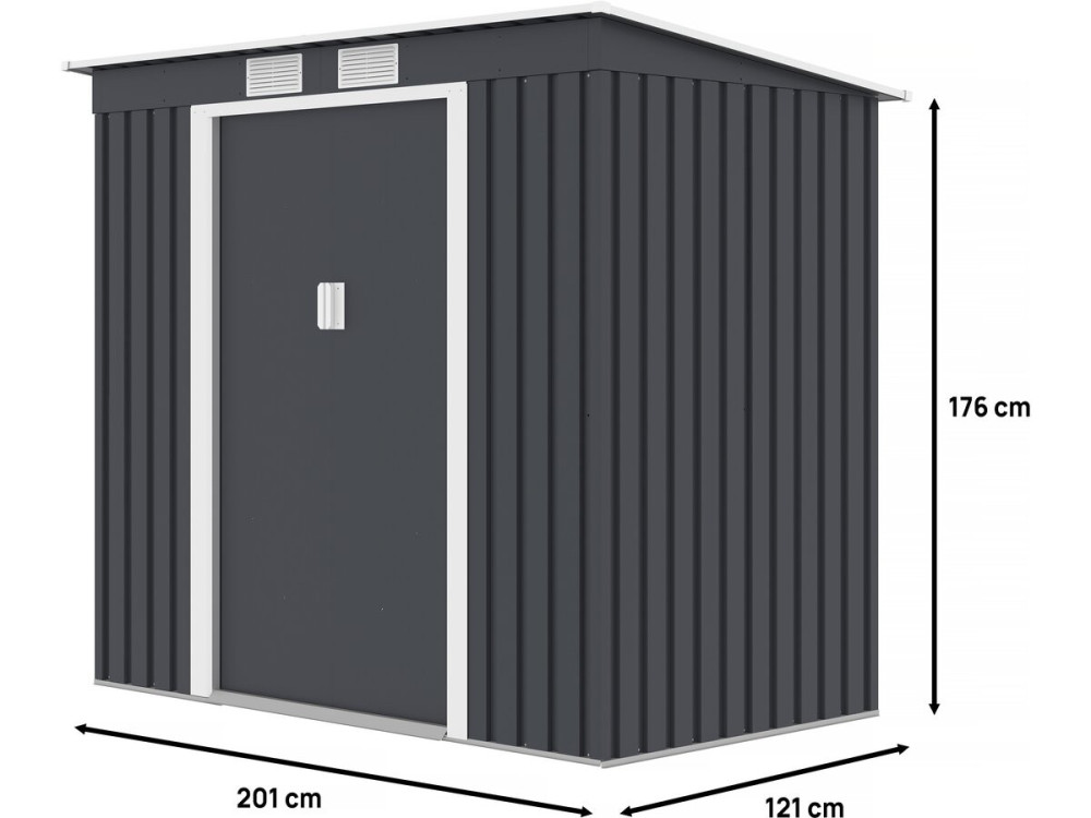 Abri de jardin métal monopente "Austin" 2,43 m2 - Gris