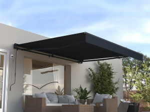 Auvent store banne rétractable motorisé en aluminium 4 x 3 m "Ombra 4" - Gris anthracite 2