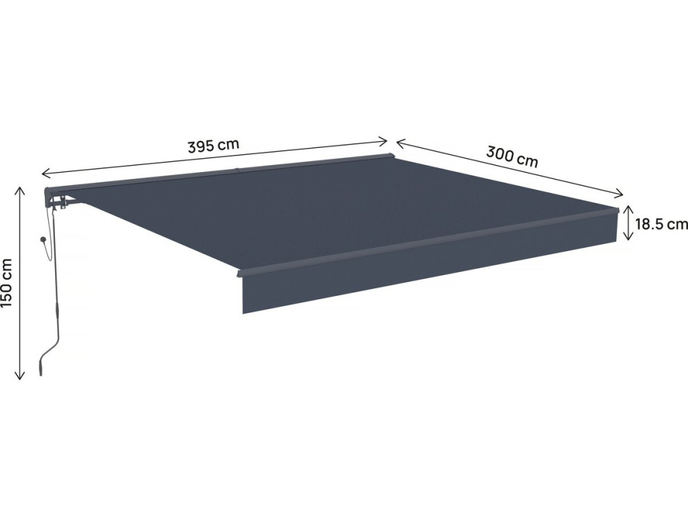 Auvent store banne rétractable motorisé en aluminium 4 x 3 m "Ombra 4" - Gris anthracite