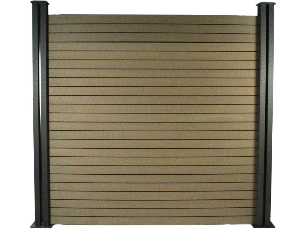 Kit Clôture 8 x 1.6m composite - Kit de fixation offert - Marron