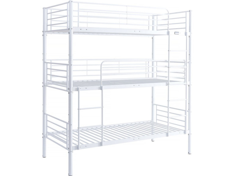 Lit triple superposé metal "Havin" - 90 x 190 cm - Blanc