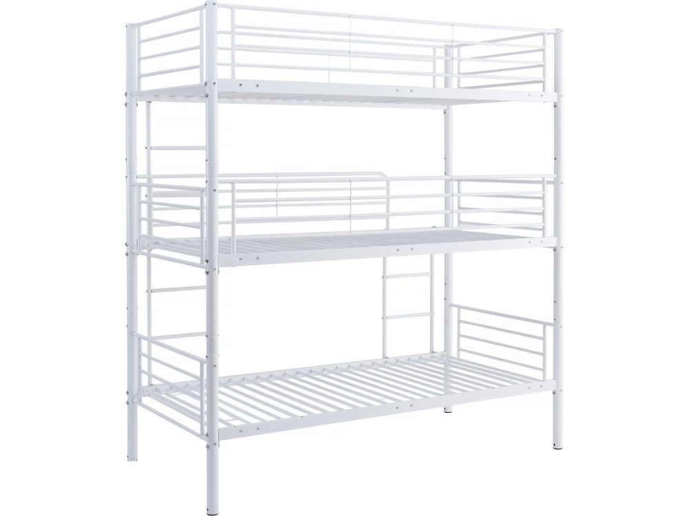 Lit triple superposé metal "Havin" - 90 x 190 cm - Blanc
