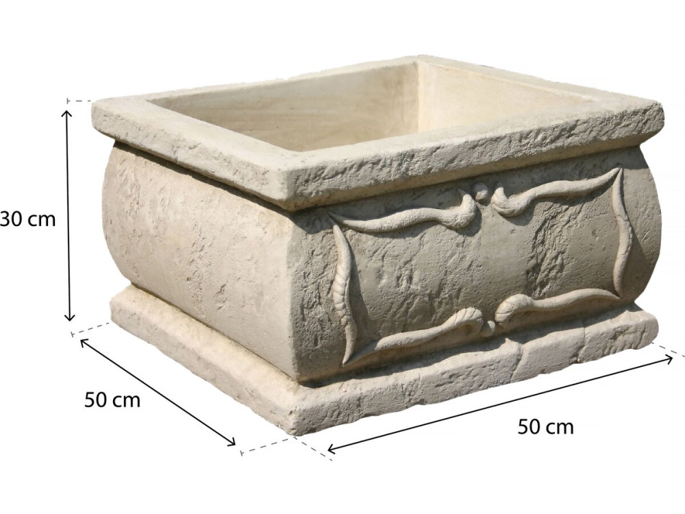 Jardinière "Verone" - en pierre -  50 x 50 x 30 cm