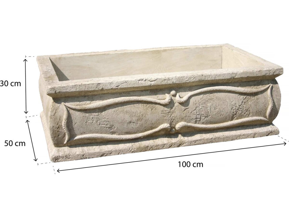 Grande jardinière "Verone - en pierre - 50 x 100 x 30 cm