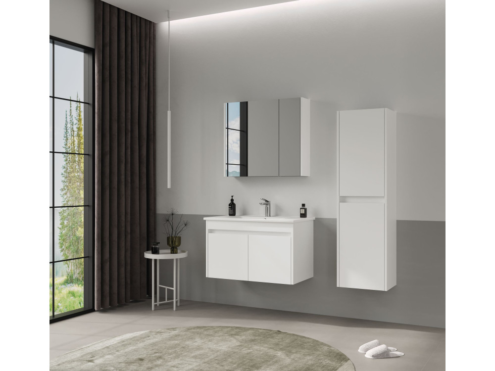 Armoire de Salle de Bain "Side 40" - 40 x 27 x 138 cm - Matte White