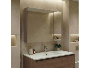 Meuble Salle de Bain avec Miroir "Side 80" - 79 x 16 x 66 cm - Dark Walnut 2