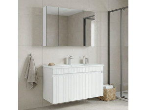 Ensemble Meuble Vasque avec Miroir (2 Pièces) "Tivoli 100" - 100 x 45 x 66 cm - Matte White 2