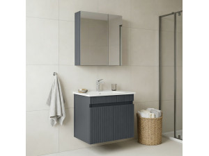 Ensemble Meuble Vasque avec Miroir (2 Pièces) "Tivoli 65" - 65 x 45 x 57 cm - Matte Anthracite 2