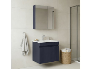 Ensemble Meuble Vasque avec Miroir (2 Pièces) "Tivoli 65" - 65 x 45 x 57 cm - Matte Navy Blue 2
