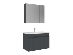 Ensemble Meuble Vasque avec Miroir (2 Pièces) "Tivoli 85" - 85 x 45 x 57 cm - Matte Anthracite