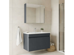 Ensemble Meuble Vasque avec Miroir (2 Pièces) "Tivoli 85" - 85 x 45 x 57 cm - Matte Anthracite 2