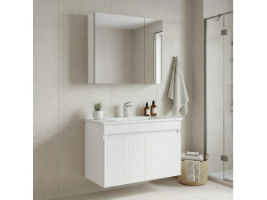 Ensemble Meuble Vasque avec Miroir (2 Pièces) "Tivoli 85" - 85 x 45 x 57 cm - Matte White 2