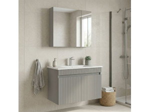 Ensemble Meuble Vasque avec Miroir (2 Pièces) "Tivoli 85" - 85 x 45 x 57 cm - Matte Cashmere 2
