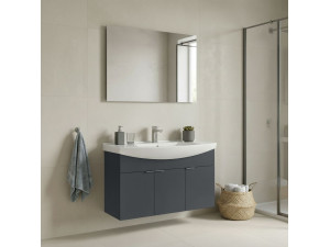 Ensemble Meuble Vasque avec Miroir (2 Pièces) "Purus 100" - 100 x 50 x 58 cm - Matte Anthracite 2