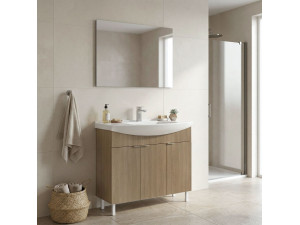 Ensemble Meuble Vasque avec Miroir (2 Pièces) "Purus 100" - 100 x 50 x 83 cm - Oak 2