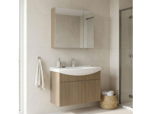Ensemble Meuble Vasque avec Miroir (2 Pièces) "Purus 80" - 80 x 50 x 58 cm - Oak 2