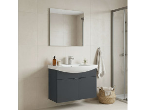 Ensemble Meuble Vasque avec Miroir (2 Pièces) "Purus 80" - 80 x 50 x 58 cm - Matte Anthracite 2