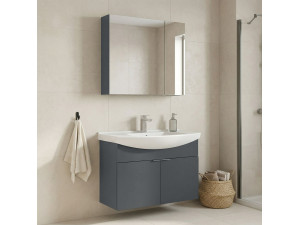 Ensemble Meuble Vasque avec Miroir (2 Pièces) "Purus 80" - 80 x 50 x 58 cm - Matte Anthracite 2