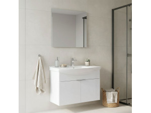 Ensemble Meuble Vasque avec Miroir (2 Pièces) "Purus 80" - 80 x 50 x 58 cm - White 2