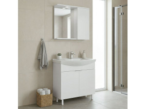 Ensemble Meuble Vasque avec Miroir (2 Pièces) "Purus 80" - 80 x 50 x 83 cm - White 2