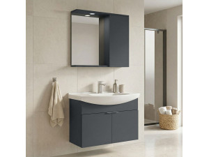 Ensemble Meuble Vasque avec Miroir (2 Pièces) "Purus 80" - 80 x 50 x 58 cm - Matte Anthracite 2
