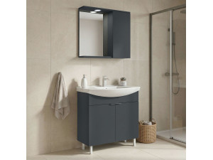Ensemble Meuble Vasque avec Miroir (2 Pièces) "Purus 80" - 80 x 50 x 83 cm - Matte Anthracite 2