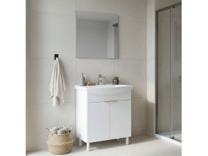Ensemble Meuble Vasque avec Miroir (2 Pièces) "Purus 80" - 80 x 50 x 83 cm - White 2