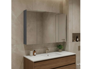 Meuble Salle de Bain avec Miroir "Side 100" - 100 x 16 x 66 cm - Matte Anthracite 2