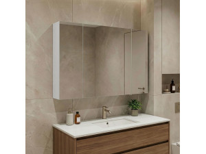 Meuble Salle de Bain avec Miroir "Side 100" - 100 x 16 x 66 cm - Matte White 2