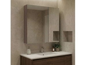 Meuble Salle de Bain avec Miroir "Side 60" - 60 x 16 x 66 cm - Dark Walnut 2
