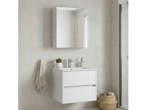 Ensemble Meuble Vasque avec Miroir (2 Pièces) "Side 65 v2" - 65 x 45 x 52 cm - Matte White 2
