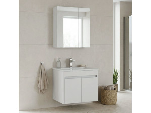 Ensemble Meuble Vasque avec Miroir (2 Pièces) "Side 65 v2" - 65 x 45 x 52 cm - Matte White 2