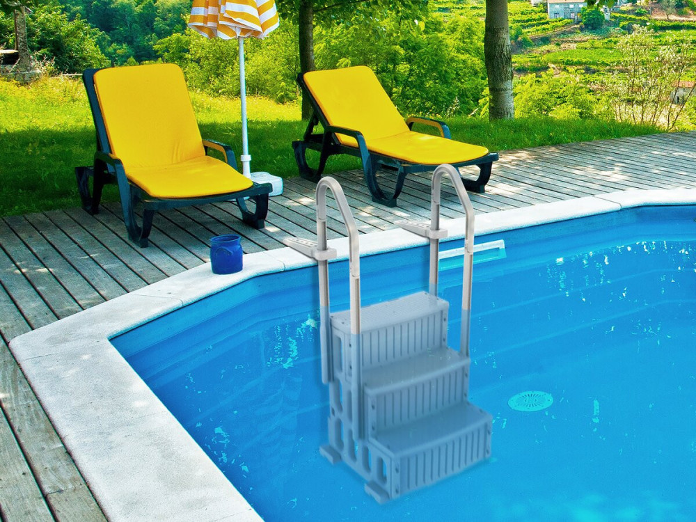 Escalier simple de piscine "Nathan" - 3 marches - en plastique