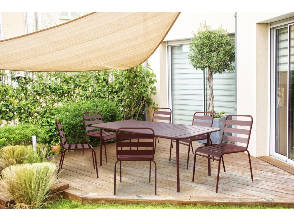 Table jardin en métal "Bilbao" - 180 x 90 x 71 cm - Terracotta